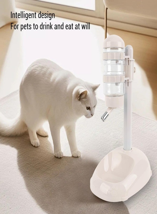Asixxsix Pet Standing Water Dispenser, Height Adjustable Automatic Water Feeder Food Feeder Bowl, 500ml Dog Water Bottle Dispenser, Dog Cat Feeding Water Bowl Set (Beige) - Image 2
